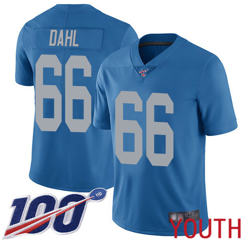 Detroit Lions Limited Blue Youth Joe Dahl Alternate Jersey NFL Football #66 100th Season Vapor Untouchable->youth nfl jersey->Youth Jersey